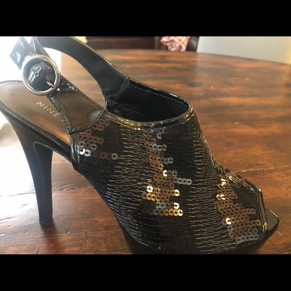 Nine West Black Sequin Heels
